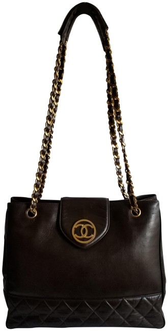 Chanel Quilted Brown Lambskin Leather Shoulder Bag 