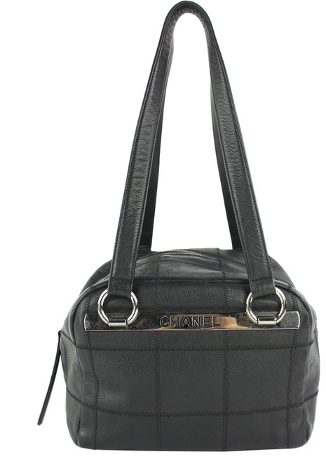 Chanel Quilted Caviar Boston Bowler 14cz0129 Black Leather Shoulder Bag 