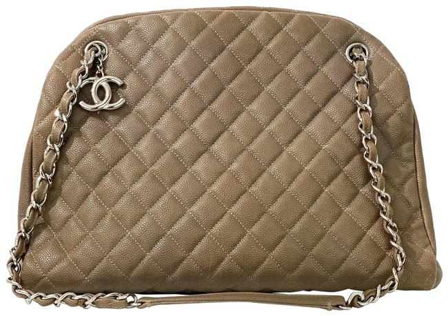 Chanel Mademoiselle Quilted Leather Bowling Tote Brown Caviar Shoulder Bag 