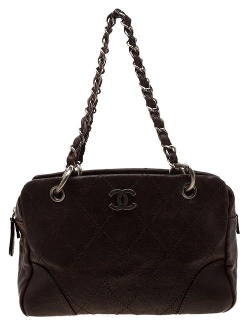 Chanel Quilted Chain Brown Leather Shoulder Bag 