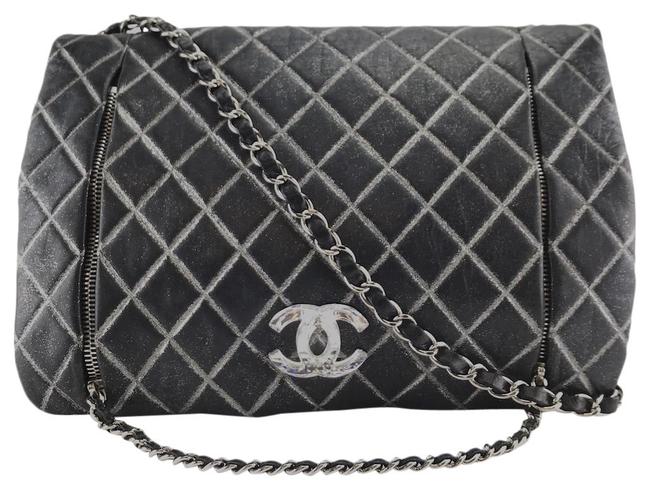 Chanel Quilted Clear Facet Resin Cc Logo Black Leather Shoulder Bag 