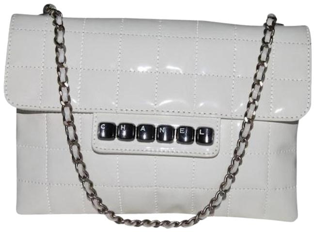 Chanel Quilted Piano Cream Patent Leather Shoulder Bag 