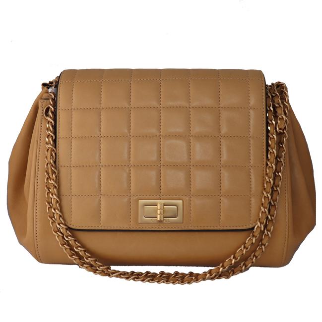 Chanel Quilted Purse Beige Leather Shoulder Bag 
