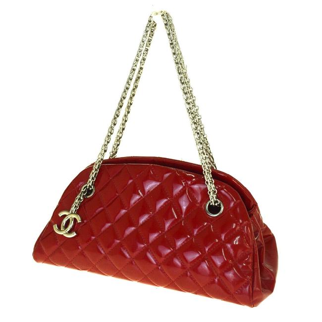 Chanel Quilted Red Patent Leather Shoulder Bag 