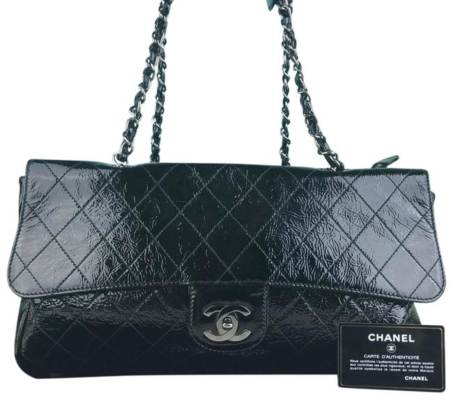 Chanel Quilted Ritz Sale Black Patent Leather Shoulder Bag 