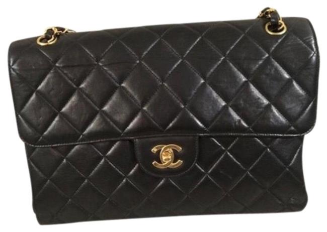 Chanel Rare Vintage Black Lambskin Leather Shoulder Bag 