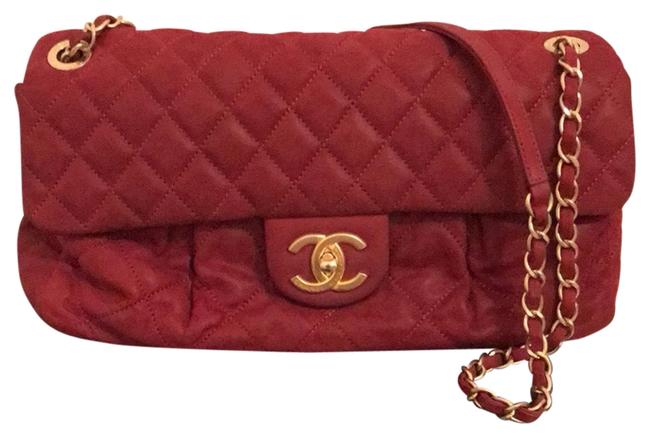 Chanel Sac rabat Classic Red Lambskin Leather Shoulder Bag 