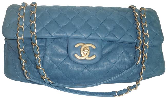 Chanel Shopping Handbag Matelasse Gold Chain Strap Blue Leather Shoulder Bag 