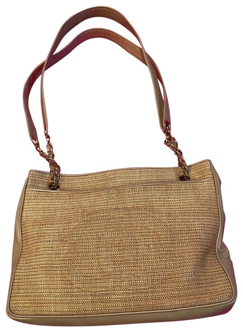 Chanel Shopping Raffia Tote Beige Straw Shoulder Bag 