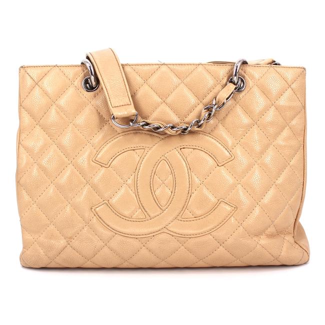 Chanel Shopping Tote Caviar Grand Beige Leather Shoulder Bag 