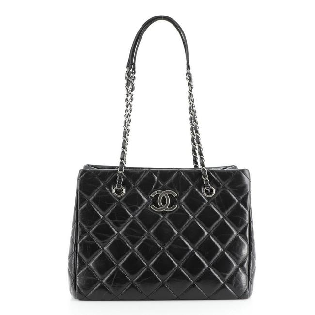 Chanel Shopping Tote Cc Chain Quilted Glazed Calfskin Medium Shoulder Bag 