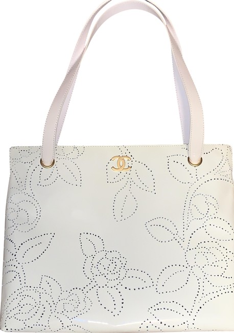 Chanel Shopping Uni Blanc Patent Leather Shoulder Bag 