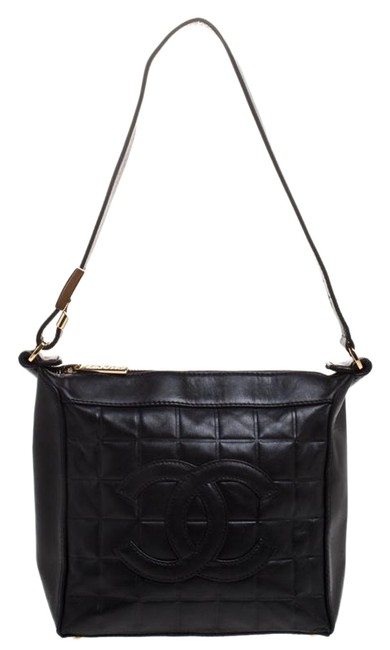 Chanel Small Chocolate Bar Black Leather Shoulder Bag 