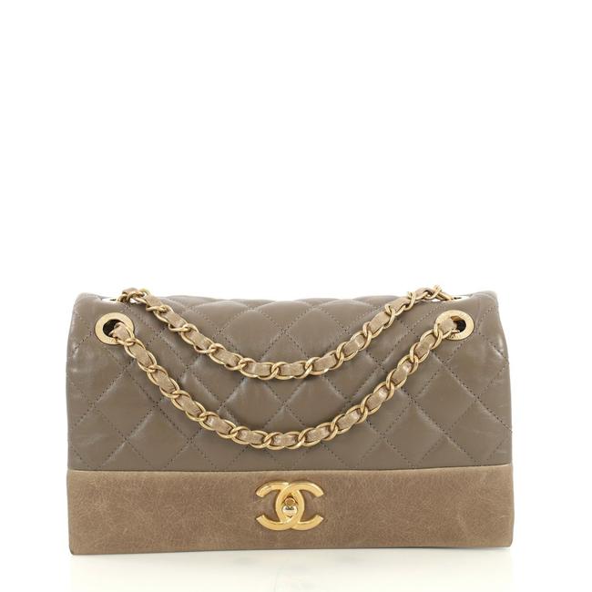Chanel Soft Elegance Flap Medium Quilted Beige Calfskin Leather Shoulder Bag 
