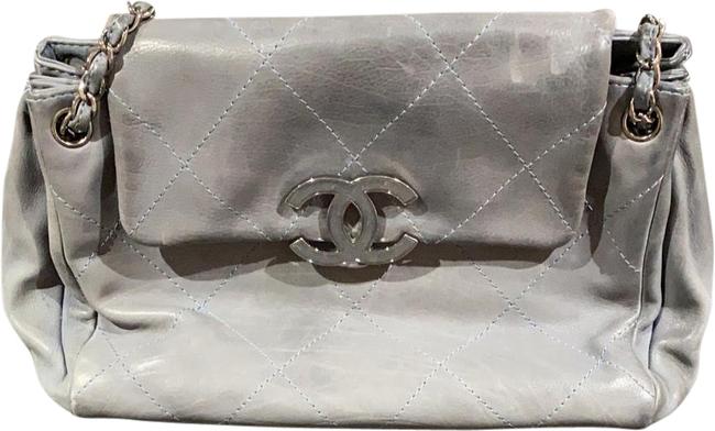 Chanel Soft Quilted Grey Lambskin Leather Shoulder Bag 