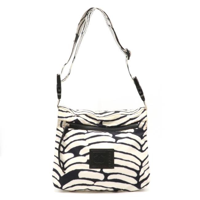 Chanel Sport Line Reversible Zebra Black White Nylon Shoulder Bag 