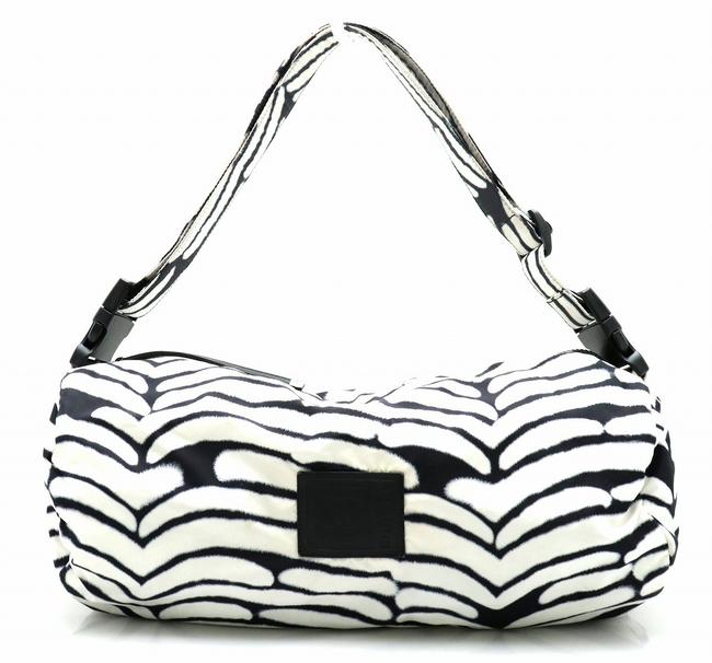 Chanel Sport Zebra Black White Nylon Shoulder Bag 