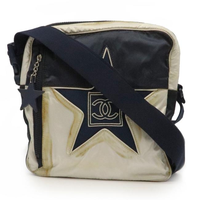 Chanel Sports Line Star Cc A36889 Navy White Nylon Shoulder Bag 