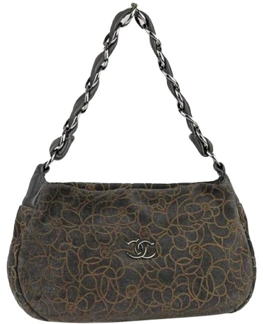 Chanel Suede Camellia Purse Shoulder Bag 