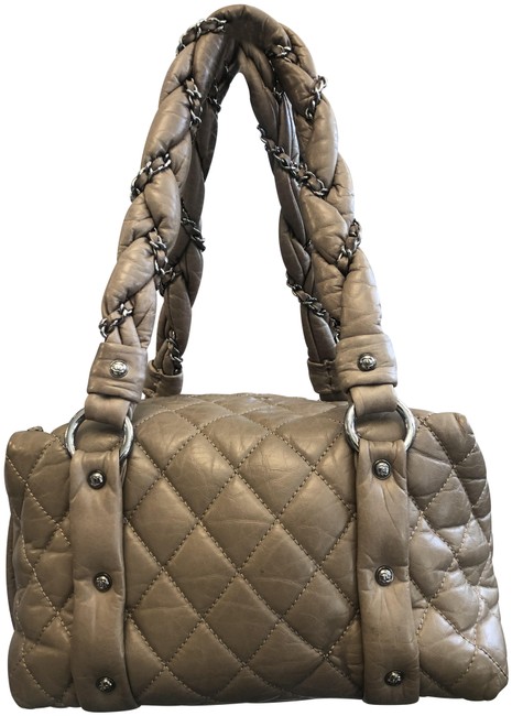 Chanel Tan Lambskin Distressed Leather Shoulder Bag 