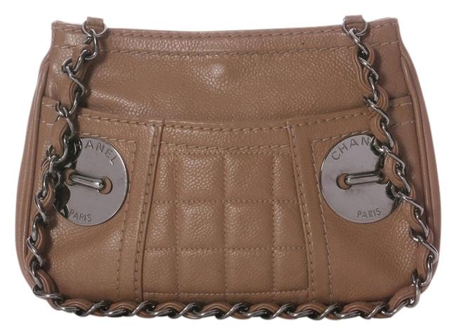 Chanel Taupe Brown Leather Shoulder Bag 