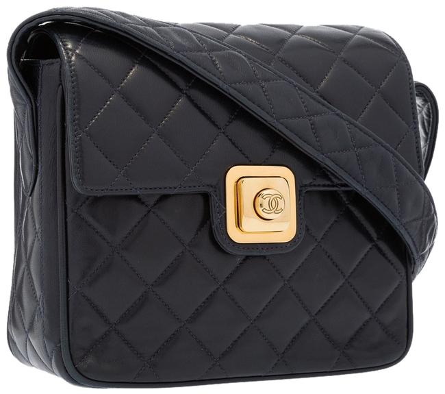 Chanel Timeless Tote Quilted Lambskin Navy Blue Leather Shoulder Bag 