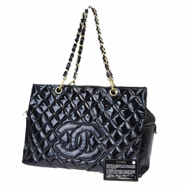 Chanel Timelesstote Black Patent Leather Shoulder Bag 