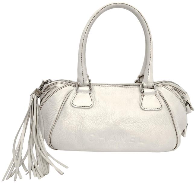 Chanel Lax Tassel Handbag Ivory Deerskin Shoulder Bag 