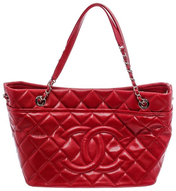Chanel Tote Caviar Timeless Soft Shopper Red Camel Leather Shoulder Bag 
