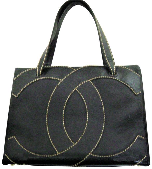 Chanel Tote Cavier Black Leather Shoulder Bag 