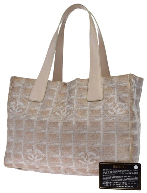 Chanel Tote Cc New Travel Beige Jacquard Leather Shoulder Bag 