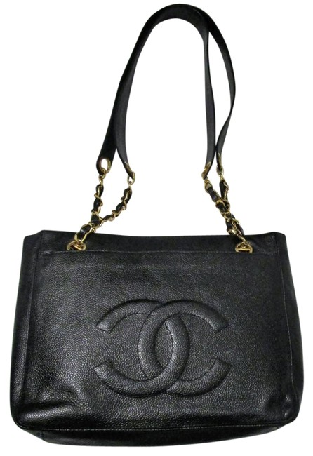 Chanel Tote Classic Vintage Cc Flap Chain Black Caviar Leather Shoulder Bag 