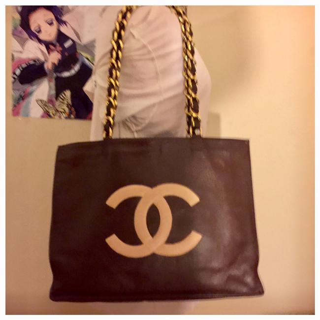 Chanel Tote Logo Lambskin Quilted Chain Large Brown Shoulder Bag 