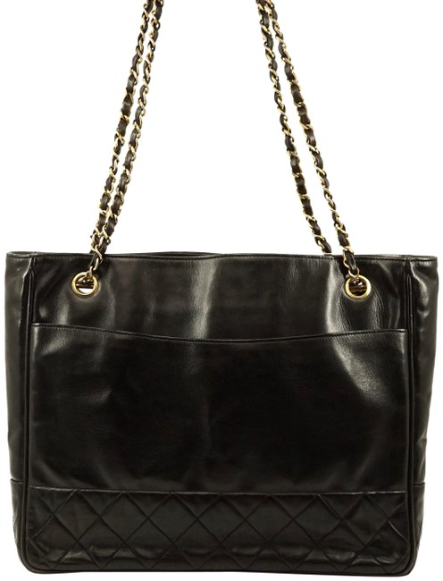 Chanel Tote Quilted Lamb Leather #4856c55 Black Shoulder Bag 