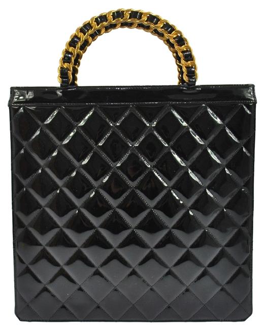 Chanel Shopping Tote Black Patent Shoulder Bag 