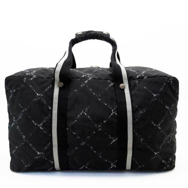 Chanel Travel H23763c Black White Nylon Shoulder Bag 