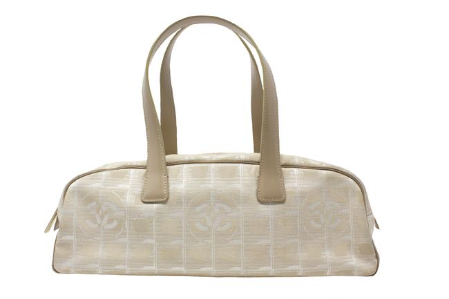 Chanel Travel Ligne Beige Canvas Shoulder Bag 