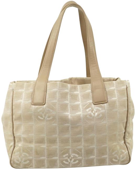 Chanel Travel Line Hand Light Brown Canvas #3364c11 Cream Shoulder Bag 