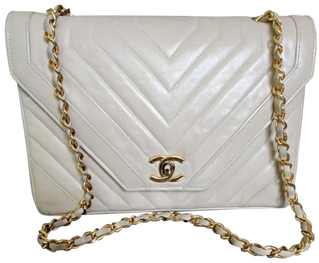Chanel Vertical Cc Lock Beige Shoulder Bag 