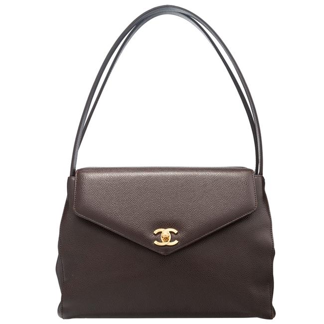 Chanel Vintage Caviar Brown Leather Shoulder Bag 