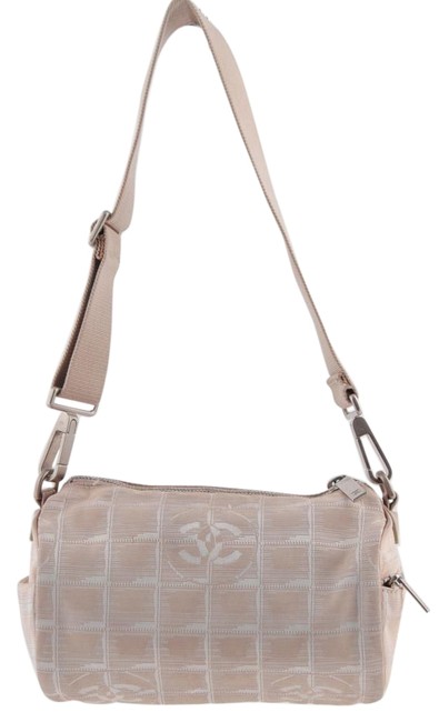 Chanel Vintage Cc Canvas Small Travel Line Beige Nylon Shoulder Bag 