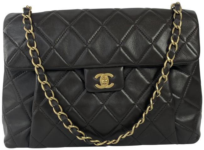 Chanel Vintage Quilted Brown Lambskin Leather Shoulder Bag 