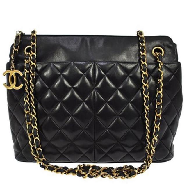 Chanel Vintage Quilted Lambskin Tote Shoulder Bag 
