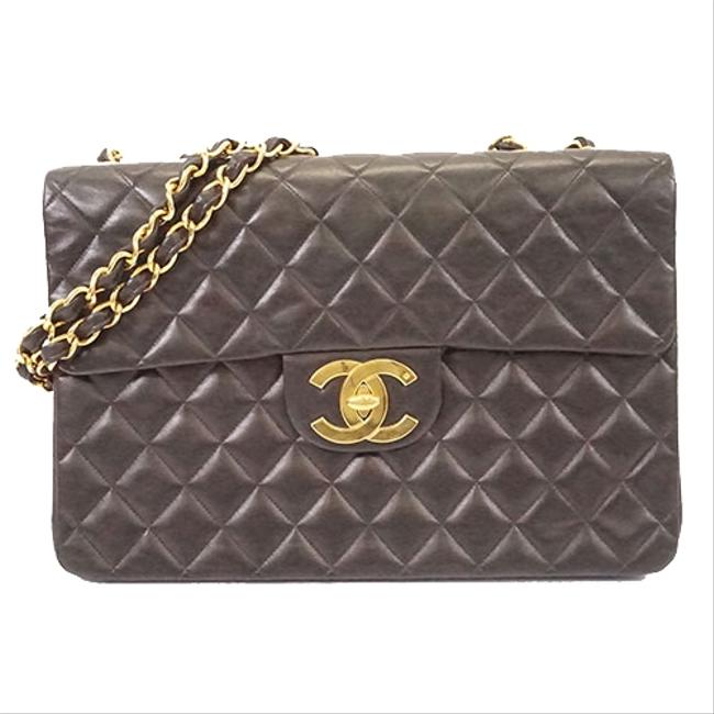 Chanel W Big Matrasse Chain Women's Black Leather Shoulder Bag 