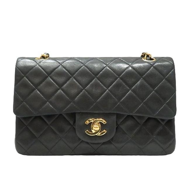 Chanel W Mattelasse Flap Lambskin Black Leather Shoulder Bag 