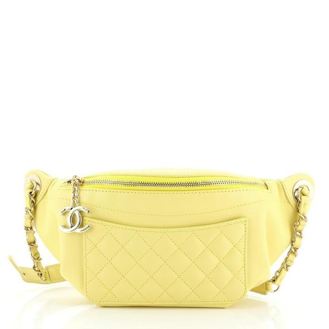 Chanel Waist Bi Classic Quilted Lambskin Yellow Leather Shoulder Bag 