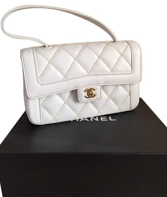 Chanel White Lambskin Purse Shoulder Bag 