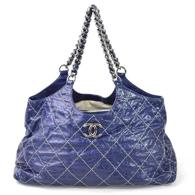 Chanel Wild Stitch Ladies 97833e Blue Leather Shoulder Bag 