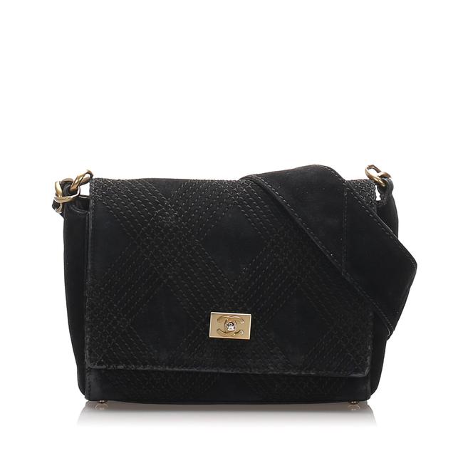 Chanel Wild Stitch Suede Black Leather Shoulder Bag 