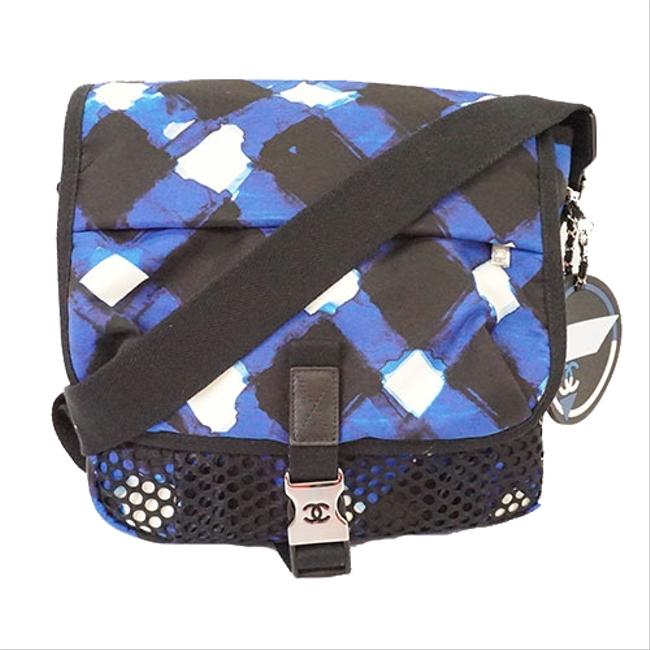 Chanel Women's Black Blue Nylon Shoulder Bag 